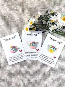 5pcs Tulip Bouquet Pocket Hugs With Inspirational Cards,Elegant Flower Design -Suitable For Birthdays, Weddings,Parties, Anniversary Day - Cute Floral Design WithEncouraging Greeting Cards
