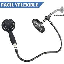 Combo de cabezal de regaderas para bao alta presion de 6 ducha de mano, con manguera de 1, 5 metros regadera con manguera para bao Cromo - Mate Negro - Ver 9