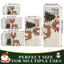 1pc/2pcs Christmas Deer With Tree Pattern Bathroom Anti-Slip Mat, Faux Cashmere Material, Plush Decoration Suitable For Bathrooms, Doorways, Kitchens & Festive Decorations, Machine Washable, Gift Idea