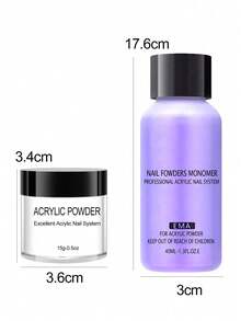 15克丙烯酸粉美甲套装，丙烯酸粉和液体套装，水晶液体套装，带闪光3D美甲刷，粉色白色透明丙烯酸美甲粉套装，适合初学者在家DIY，配有丙烯酸美甲刷。