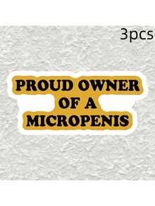 趣味“小阴茎骄傲拥有者”乙烯基贴纸 - 防水，自粘式，适用于笔记本电脑、水瓶、汽车 - 光面，一次性使用，黑色背景黄色文字设计，防水贴纸，剪贴簿用品，趣味贴纸，笔记本电脑贴纸，Kindle手机贴纸 - 彩色 - 查看 10