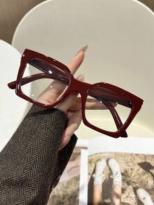 1 Pair Women's Burgundy Square Frame Fashion Decorative Clear Lens Glasses - 多色 - 查看 6