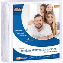 Utopia Bedding Premium Zippered Waterproof Mattress Encasement Bed Bug Proof Mattress Cover Ample Zipper Opening Mattress Protector Queen - White - View 1