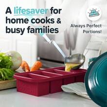 1 Cup Silicone Freezer Molds - Soup Freezing Broth, Rice, Leftovers And More - Silicone Freezer Trays With Lids Meal Prep - Aqua - 2 - Pack - Nam việt quất + Gói 2 - Xem 4