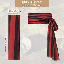 Zando Pirate Accessories Women Men Teens - Pirate Bandana Head Scarf Hat Belt Sash For Halloween Renaissance Themed Cosplay{"Size_name":"OneSize","Color_name":"01RedandBlackStripe"} - 01RedandFBlackstripe - 查看 4