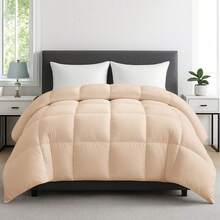 1 Pc Lux Decor Down Alternative Comforter – Soft Breathable All Season Quilt With Corner Tabs – Lightweight Hotel-Quality Bedding For Winter Sleeping – Box Stitching For Fluffiness – Versatile Bedroom Decor – Back To School, Graduation Gifts, Home Decor – Cozy, Cozy Quilt, Plush Comforter, Luxury Winter Bedding, Valentine's Day Cozy Night, Spring Lightweight Bedding, All-Season Warmth, Duvet Insert, Cozy Blanket, Fluffy Fill, Box Stitch Design, Reversible Design, Hotel Collection Style, Soft Touch Fabric, Easy Wash Bedding, Daily Living, Home Basic, Family Use - 米色 - 查看 11