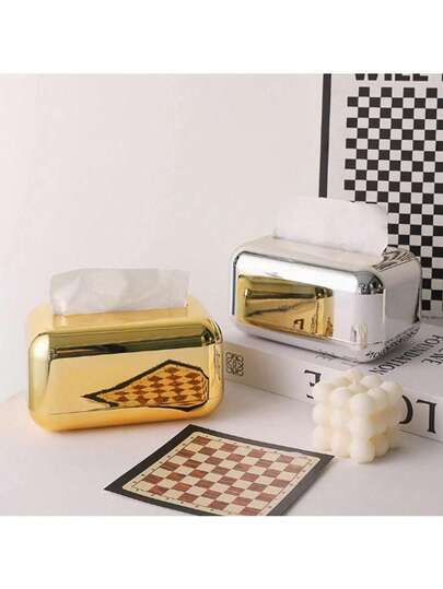 1 stuk broodvormige tissueboxhouder - gegalvaniseerd badkamerrek voor tissues/vochtige doekjes, goud en zilver, opbergruimte voor woonaccessoires