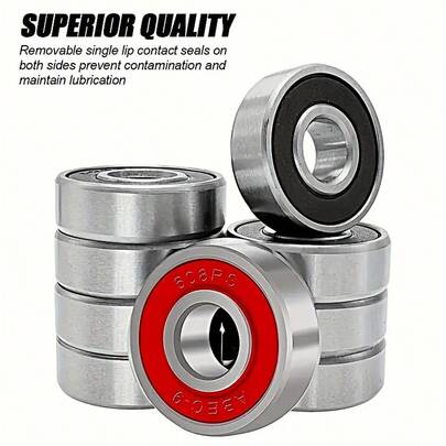 10/20 st. slitstarka kullager i kolstål, smidiga skateboardlager, förbättrar skateboardhanteringen, rotation med låg friktion, smörjning, lågt ljud, lämplig för skateboards, longboards, inlines, rullskridskor, spinners, lämplig för skateboardtrickövning och daglig pendling