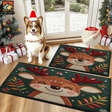 1 Stück/2 Stücke Weihnachts-Rentier mit Geweih Muster Badezimmer Antirutschmatte, Kunstkaschmir Material, Plüsch Dekoration geeignet für Badezimmer, Türeingänge, Küchen & Festliche Dekorationen, Maschinenwaschbar, Geschenkidee - Verschiedenfarbig - Übersicht 8