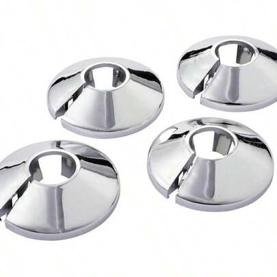 Chrome 15mm Radiator Pipe Hole Collars Cover Radsnaps (Pack Of 4 Collar),Silver