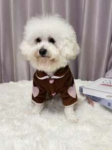 1 peça de moletom com capuz para animais de estimação, design versátil para outono/inverno, coleira em formato de coração para o Dia dos Namorados, adequada para cães e gatos de médio/pequeno porte, uso diário - Multicolorido - Ver 18