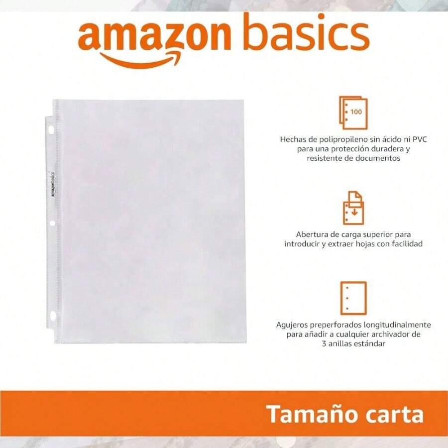 - Protectores de hojas transparentes para carpeta de 3 anillos, 8.5x 11 pulgadas 21.5x 27.9 polipropileno, paquete de - Paquete de 100 - Ver 1