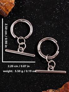 1 Pair Fashionable Minimalist Casual Chic Unique Silver Alloy Hoop Earrings For Men, Suitable For Daily Wear