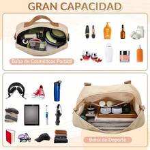 Maleta Deportiva Mujer Impermeable, Bolsa Deportiva Gran Capacidad, Bolsa de Viaje con Compartimento para Zapatos, Bolsa Gym para Hombres y Mujeres, Mochilas deportivas Separado Hmedo y - Beis - Ver 7
