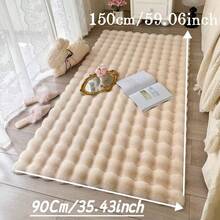 1 pièce Tapis de zone en fausse fourrure moelleuse, tapis décoratif doux et chaud de couleur crème, convient pour le salon, la chambre, le bureau, l'entrée