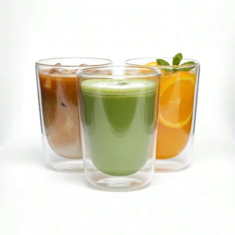 Double Wall Insulated Glass Coffee Cups 11oz Set Of 3 Perfect For Tea Coffee Latte Cappuccino Clear Glass Insulated Mugs - Clear - View 1