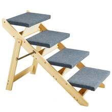 Escalones y rampa de madera para mascotas SucceBuy, diseño 2 en 1, acceso plegable para camas, estructura de escalones para mascotas de tamaño pequeño a grande - 3 pasos - Ver 2