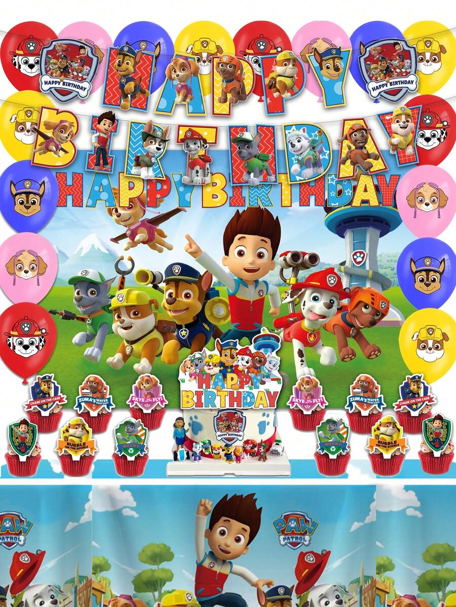 32/1/16/1/12/1/1 件 Paw Patrol 主题派对用品、装饰品、道具和配件 Paw Patrol 主题大、小拨子、横幅、桌布、背景和气球，适合家庭聚会、生日派对、圣诞派对、生日庆祝、周年纪念日、节日活动、户外露营派对等。 - 彩色 - 查看 1