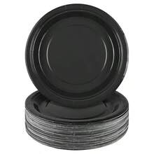 100/60/40/20/10pcs 7inch/9inch Disposable Paper Plates, Thick & Leak-Proof, Easy Clean Up For Party, Camping, Picnic, Birthday, Christmas, Thanksgiving, Halloween, Easter, Graduation, Ramadan - Black - View 1