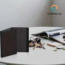 Cartera plegable de identificación, delgada y ligera, con espacio para 3 tarjetas y ranura con ventana para tarjeta de identificación o tarjeta de visita, diseño profesional negro, esencial para viajes, decoración de habitación - Negro - Ver 7