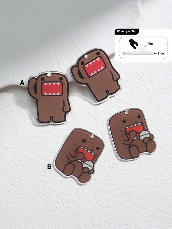 Acessório de joalheria faça você mesmo com design de rosto de monstro 2D plano, 1 peça | Brinco/pingente artesanal com furos pré-perfurados | Presente criativo para artesãos | Suprimentos acessíveis para fabricação de joias | Material acrílico com impressão frente e verso