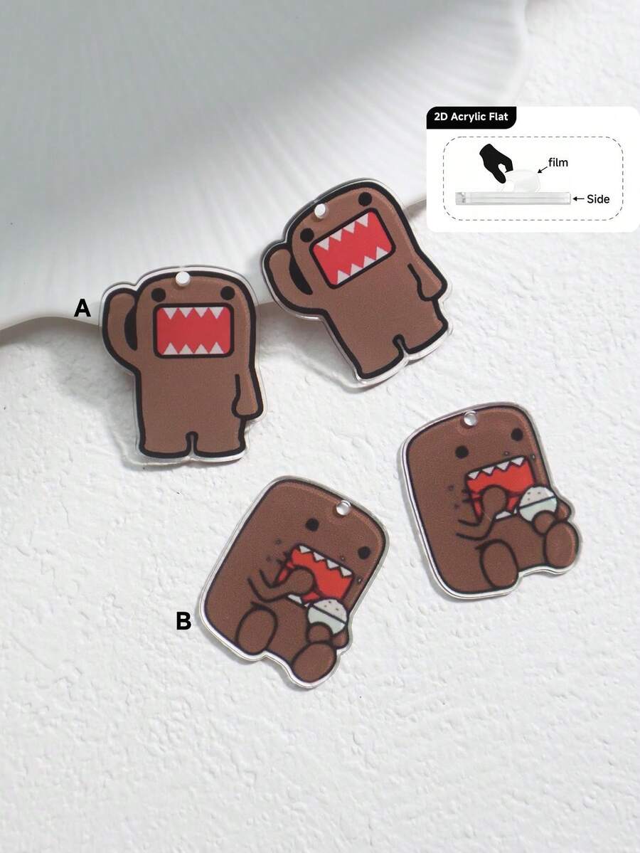 2D Flat, 1pc Monster Face Design DIY Jewelry Accessory | Crafted Earring/Pendant Blank With Pre-Drilled Holes | Creative Gift For Crafters | Affordable Jewelry Making Supply | Acrylic Material With Double-Sided Printing