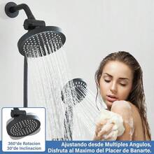 Combo de cabezal de regaderas para bao alta presion de 6 ducha de mano, con manguera de 1, 5 metros regadera con manguera para bao Cromo - Mate Negro - Ver 3