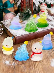 7 sztuk miniaturowych figurek bałwanków, choinka z żywicy, miniaturowe akcesoria do majsterkowania, mikrokrajobrazy, ozdoby świąteczne, dom, zimowe dekoracje na tort, domek dla lalek, ozdoba na tort w kształcie choinki, klej do kremu, DIY, żywiczne akcesoria, ozdoba świąteczna, idealna do każdego pokoju, idealna na Boże Narodzenie i Walentynki, dekoracje ogrodowe, dekoracje do akwarium