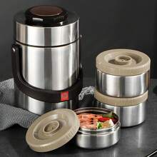 Hot Food Storage Container, 3 Tier Stackable Vacuum Insulated Food Jar, Stainless Steel Wide Mouth Soup, Portable Leak-Proof Lunch Bento Box For Office Travel Outdoor, 2.3L - 銀色 - 查看 4