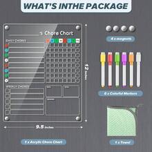 Acrylic Magnetic Chore Chart, 9.5x12 Behavior Reward Responsibility Chart TeensAdults Chore Chart Multiple, Reusable Chore Checklist Responsibility Tracker 1 Pack