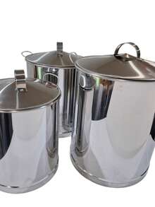 Juego de 3 Vaporeras Acero Inoxidable 25 + 35 + 45L / Ideal para tú Negocio y Comida Tradicional / Alta Durabilidad y Gran Capacidad - Plateado - Ver 1