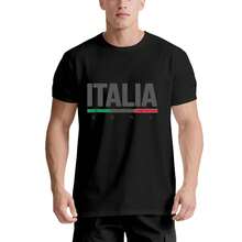Camiseta turística unisex de la bandera italiana de Roma, 220g de algodón, estampado de bandera, blanco y negro, transpirable, para viajes y turismo para turistas y adultos - Negro - Ver 1