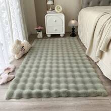 1 pièce Tapis de zone en fausse fourrure moelleuse, tapis décoratif doux et chaud de couleur crème, convient pour le salon, la chambre, le bureau, l'entrée