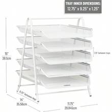 Mind Reader Desk Organizer With 3 Sliding Trays For Letters Documents Mail Files Paper 5 Tier White - 5TierWhite - View 3