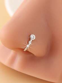 1pc Sparkling Zirconia Nose Clip & Cartilage Earring, No Piercing Needed
