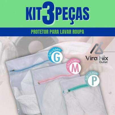 Kit 3 Sacos para Máquina de Lavar Roupas Tamanhos P M G