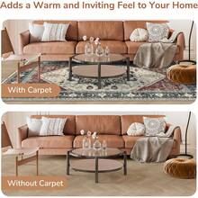 Soft Neutral Area Rugs 5x7, Washable Rug With Non Slip Backing, 5 X 7 Faux Cashmere Low-Pile Carpet, Cream White & Blue & Light Brown,  2025 Design - Black & Red - View 7