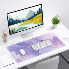 Alfombrilla de escritorio, alfombrilla de mouse, 32 x 12 pulgadas, XXL extendida para juegos, decoración de escritorio, alfombrilla de mouse XL para laptop y teclado. - Minimalismo Mármol Morado - Ver 8