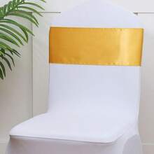 Satin Gold Chair Sashes 50 Pack Satin Ribbons For Chair Covers Wedding Party Birthday Decor Golden Chairs Bows Sash For Engagement Bridal Shower Decorations - GoldColor - View 5