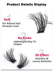 New 280 Slender Individual Eyelash Clusters - With A Natural Appearance, With A Curl Of 8-16 Millimeters, Fluffy And Thick DIY Eyelash Extension Product - Easy To Use, Reusable, And Comfortable,Eyelash Clusters, Individual Eyelashes, False Eyelashes - D - 查看 4