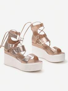 Sandali platform con lacci stile boho per donne, casual estivi