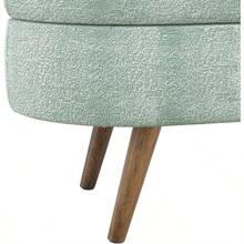 Banca Ovalada de Almacenamiento 43.5 de Alfombra de Lino Acolchada con Patas de Madera Slida para Sala de Estar/Cama/Entrada Beige - Cian - Ver 8