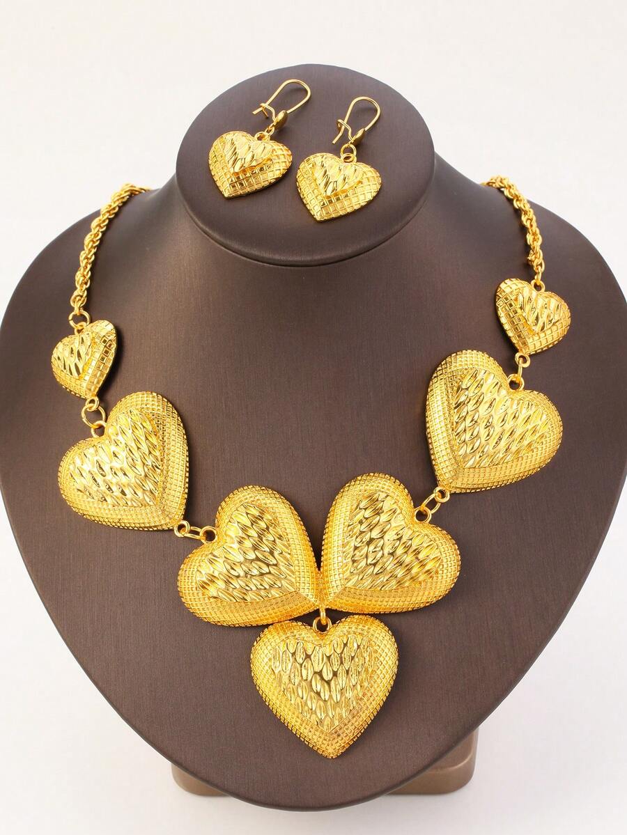 3 قطع/مجموعة مجموعة نسائية أنيقة وفاخرة بشكل قلب وشرابات، مجوهرات للزفاف والحفلات والهدايا في عيد الحب