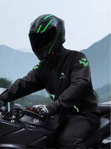 时尚雨衣，全身雨衣，加厚雨衣裤套装，夜间反光雨衣，防水防风雨衣，男女通用雨衣，耐用防暴雨披风，反光条纹，多功能雨衣，适合骑行、旅行、徒步、露营、钓鱼、摩托车骑行等户外活动，保暖耐用，也可用于闺蜜节、宠物派对、嘉年华、派对装饰等场合。