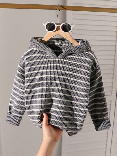1pc Boys' Korean Fashion Loose Chunky Knit Pullover, Casual Green Cable Knit Crew Neck Sweater, Autumn