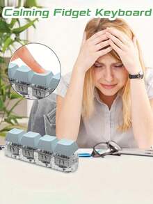 1 pieza Llavero antiestrés, diseño de tecla de teclado, juguete antiestrés para adultos, anillo para presionar con los dedos, herramienta calmante, enfoque y relajación - Multicolor - Ver 6