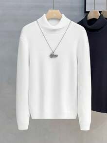 GRDR Men's Turtleneck Long Sleeve Knit Sweater, Versatile For Daily Wear - White - View 4