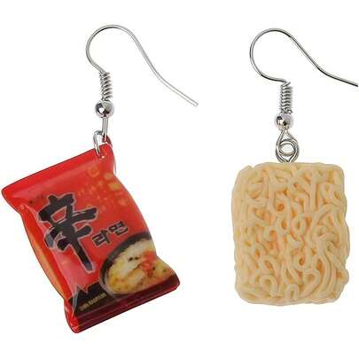 Funny Instant Noodle Chili Simulation Food Drop Earrings Women Fashion Jewelry Hook Earrings Artist Painter Jewelry Durable