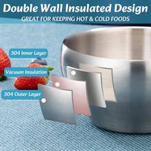 Paquete de 3 cuencos de acero inoxidable cepillado SUS304 de 25 onzas, cuencos de mezcla de metal, cuencos de anidacin, cuencos de acero de doble pared para nios, acabado mate, sin BPA - plateado - Ver 5