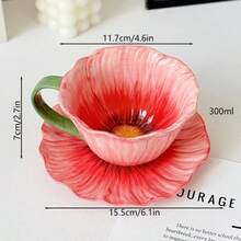 一套陶瓷花卉咖啡杯（杯子+碟子），高品质创意花卉女士水杯，优雅手绘下午茶杯碟套装，“一杯咖啡”，可能，海洋，杯子，沙特咖啡杯，斋月礼物，斋月配送